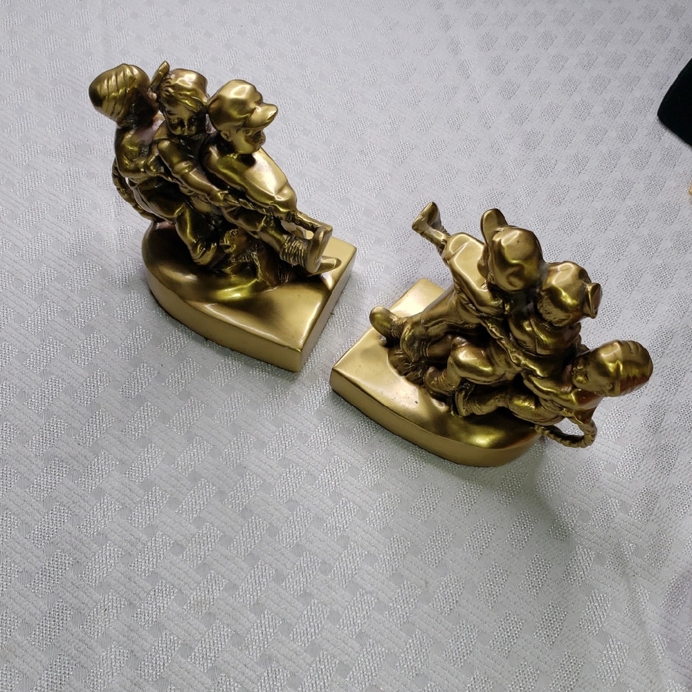 PM Craftsmen Brass Bookends Heavy Detailed